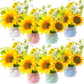 Zeyune Artificial Sunflower Potted Plants Rustic Wedding Table Centerpieces Summer Spring Kitchen Silk Yellow Flower with Plastic Pot for Home Bathroom Office Bridal Shower(8 Pcs,4 Colors,Sunflower) by Zeyune