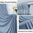 50ftx10ft Wrinkle Free Dusty Blue Backdrop Curtains for Parties, Silky Polyester Photo Backdrop Drapes 10 Panels 5x10ft Back Drop Cloth for Wedding Birthday Baby Shower Photography Background - Image 2