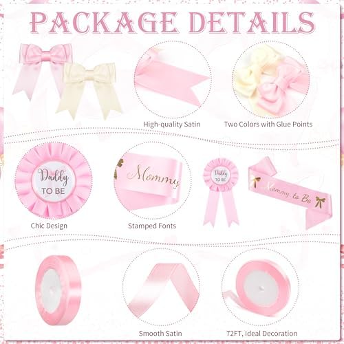 143PCS Pink Bow Baby Shower Decorations for Girl Welcome Baby Girl Party - Image 6