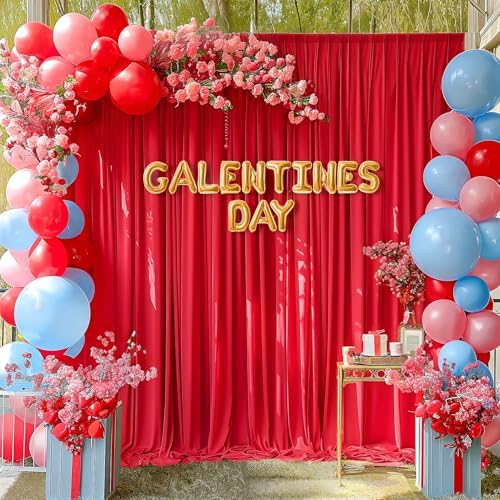 40x10ft Red Backdrop Curtains for Wedding Parties Wrinkle Free Photo Backdrop Drapes for Photography Birthday Baby Shower Soft Fabric Party Backgournd for Photoshoot 5x10ft, 8 Panels - Image 3
