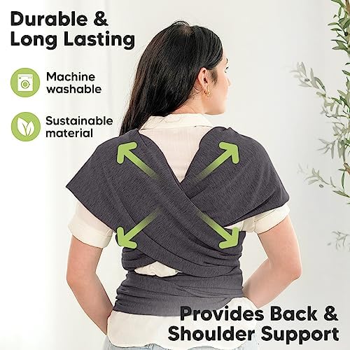 KeaBabies Baby Wrap Carrier, All in 1 Original Baby Carrier (Mystic Gray) - Image 5