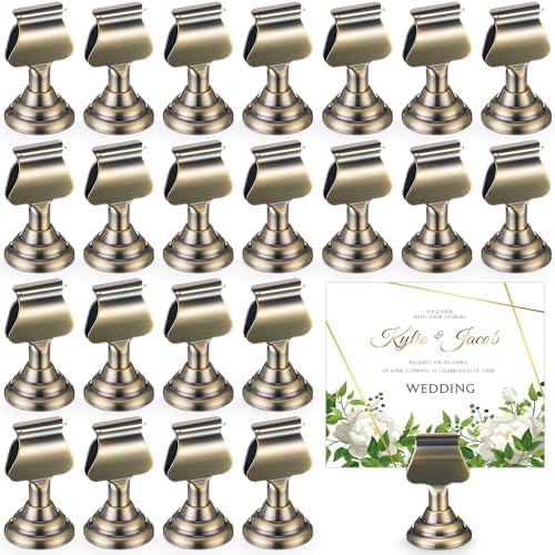 Kathfly 36 Pcs Wedding Table Number Holders Metal Bronze Place Card Holder by Kathfly