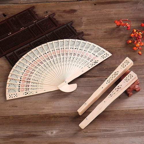 Sunflower Sandalwood Hand Fans Set of 50 Folding Wedding Favors Gift - Image 2