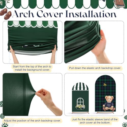 Mindsoft 2 Pcs Preppy Bear Arch Cover, Green, 6ft 7.2ft - Image 6