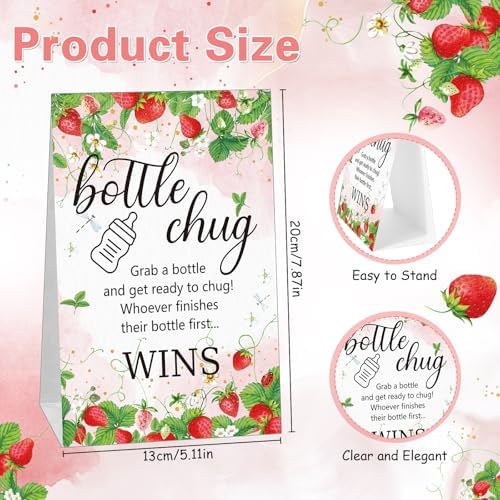 Trelaco 12 Pcs Baby Shower Bottle Chug Game, Strawberry, Pink - Image 2