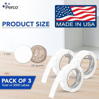 Perco White Perforated Round Circle Dot Sticker 1-Inch Labels — 3 Rolls, 3,000 Stickers—Write-On Labels for Prices, SKUs, Codes & Small Item Tagging, Strong Adhesive—Made in USA - Image 2