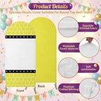 Vellow Honeycomb Stripes Polka Dot Patterr Arch Backdrop Cover 7.2 ft 2 Sided Wedding Arch Covers Stretchy Backdrop Round Top for Birthday, Party, Baby Shower Decorations - Image 3