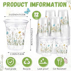 100 Pack Wildflower Plastic Cups, 12 oz Floral Party Decorations - Image 2