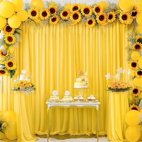 24x10FT Yellow Backdrop Curtains for Wedding Parties, Wrinkle Free Polyester Photography Backdrop Drapes for Wedding Baby Shower Birthday Parties Stage Background Stand Decorations 4x10ft,6 Panels - Image 6