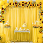 16x10FT Yellow Backdrop Curtains for Wedding Parties, Wrinkle Free Polyester Photography Backdrop Drapes for Wedding Baby Shower Birthday Parties Stage Background Stand Decorations 4x10ft,4 Panels - Image 4