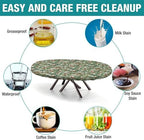 A Winter's Day Fabric Collection - Winter Chickadees White Print Oval Table Cloths Waterproof & Stain Resistant Elastic for Dining Camping Indoor and Outdoor Fits for 42" x 60" Oval Table - Image 3