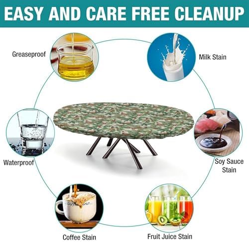 A Winter's Day Fabric Collection - Winter Chickadees White Print Oval Table Cloths Waterproof & Stain Resistant Elastic for Dining Camping Indoor and Outdoor Fits for 42" x 60" Oval Table - Image 3