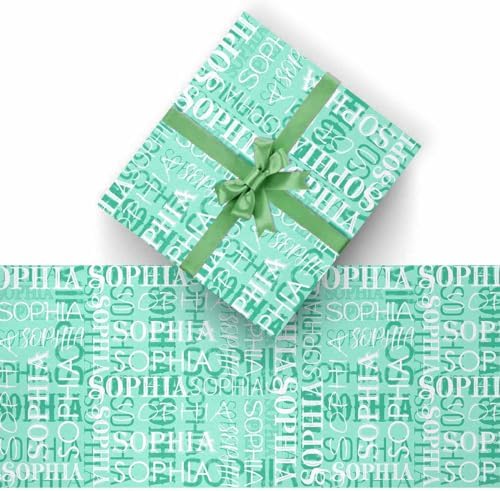 AOFUN Wrapping Paper Roll with Printed Name Gift Wrap Funny Happy Birthday Gift Wrap Birthday Wrapping Paper For Men Christmas Paper Wrap 5 Rolls 58" x 23" - Image 2
