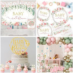 Floral Baby In Bloom Baby Shower Decorations,283pcs Spring Baby Shower Decorations Plates and Napkins Cups Banner Backdrop Tablecloth Cake Topper Balloon for Wildflower Baby In Bloom Shower Supplies - Image 5