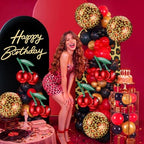 Foilswirl 34 Pcs Red Leopard Party Decor Leopard Cherry Arch Backdrop Cover - Image 2