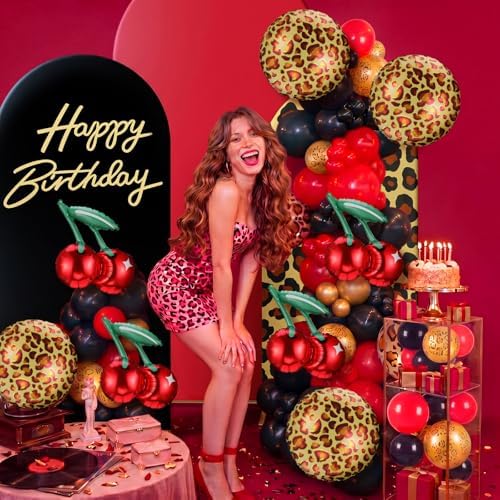Foilswirl 34 Pcs Red Leopard Party Decor Leopard Cherry Arch Backdrop Cover - Image 2