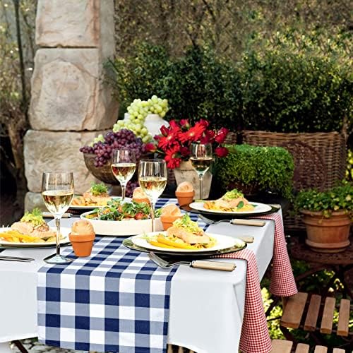 Hiasan Buffalo Plaid Table Runner Navy Blue and White 14W x 72L, 1 Piece - Image 3