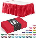 Exquisite Red Table Skirt 48 Pack - Disposable Plastic Table Skirts for Rectangle Tables 6ft 8ft & Round Tables - 29in x 14ft Self-Adhesive Strip - Birthday Wedding Gender Reveal Decor by Exquisite