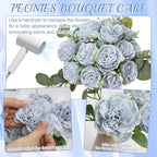 24 Bundles Dusty Blue Artificial Peonies Silk Flowers Bulk - Image 5