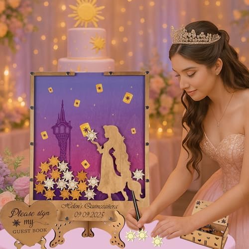 Quinceanera Guest Book Alternative Princess Drop Top Frame Lantern Tokens - Image 3