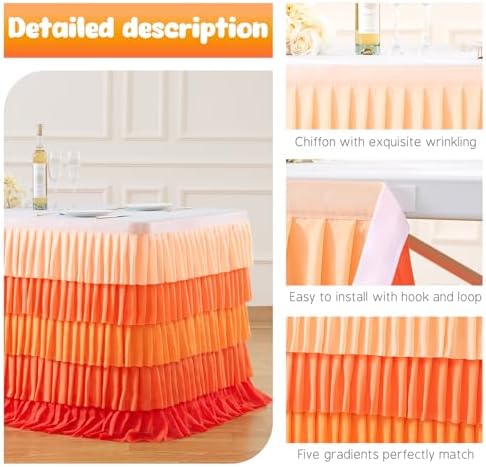 Orange Table Skirt Ruffle Fall Tablecloth for Rectangle Table 9ft Thanksgiving Christmas Birthday Party Baby Shower - Image 4