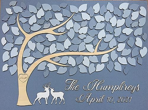 Custom Guest Book Alternative with Leaves to Sign, Wedding Sign in with Deer Under Tree, Rustic Wedding Guest Book, Wedding Sign in Welcome Sign (300 Leaves 30"x24") - Image 2