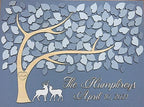 Custom Guest Book Alternative with Leaves to Sign, Wedding Sign in with Deer Under Tree, Rustic Wedding Guest Book, Wedding Sign in Welcome Sign (175 Leaves 30"x24") - Image 2