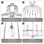 Set of 3 Metal Birdcage Cake Stand Set with Crystal Accents, Elegant Cupcake Holder Display for Wedding, Birthday, Baby Shower, Party Dessert Table Decorations (Silver, Set of 3) - Image 3