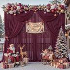 30ft×10ft Wrinkle Free Burgundy Backdrop Curtain Drapes, 6 Panels 5ftx10ft Sheer Tulle Chiffon Backdrop Panels Curtains for Wedding Baby Shower Birthday Party Stage Photo Home Decorations - Image 2