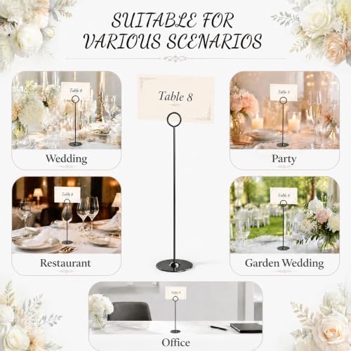 Urban Deco 16PK Table Number Holders Place Card Holders 12 Inch Table Card Holders Steel Card Holders for Photos, Food Signs, Memo Notes, Weddings, Restaurants, Birthdays(Black) - Image 5