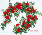 2 PCS 12FT Bendable Flower Garland, Fake Rose Vine for Home Decor,Red - Image 3