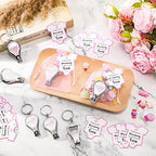 Wesiti 36 Sets Baby Shower Favor for Guests Girl Keychain with Nail Clipper and Bottle Opener Thank You Tag Card Organza Bag - Image 5
