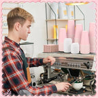 120 Pack Pink Coffee Cups with Lid Sleeves, 12oz Insulated To Go Paper Cup - Image 5