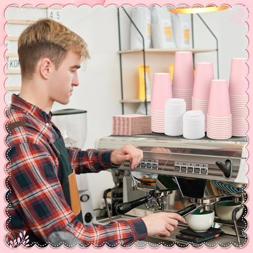 120 Pack Pink Coffee Cups with Lid Sleeves, 12oz Insulated To Go Paper Cup - Image 5