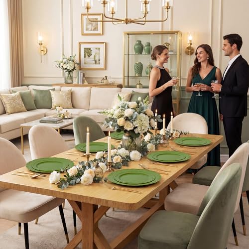 Tinybee 60PCS Green Plastic Plates - Heavy Duty Green Disposable Plates - Image 4
