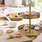 TOPZEA 4-Piece Gold Cake Stand Set, Vintage Metal Dessert Table Display Set with 2-Tier Cupcake Holder & Serving Trays for Wedding, Baby Shower, Tea Party, Birthday Decorations - Image 5