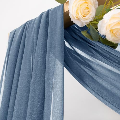 Sheer Gauze Wedding Arch Draping Fabric 29" x 20 FT 4 Panel Dusty Blue - Image 2