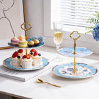 KAMMAK 2-Tier Porcelain Cupcake Stand Serving Tray, Dessert Plates Cake Fruit Candy Display Tower, Reusable Pastry Platter for Wedding Birthday Baby Shower Tea Party Decorations (Jade) - Image 6