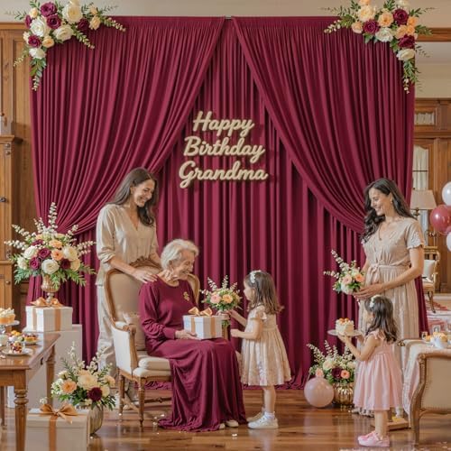 20x10FT Backdrop Curtains with Rod Pockets - Wrinkle Free Photo Stage Backdrop 4 Panels Curtains Drapes for Photography Wedding Party Baby Shower Decorations (Burgundy) - Image 7