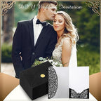 100 Set 5 x 7 Laser Cut Wedding Invitations, Black - Image 5