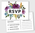 50 Blank RSVP Postcards Floral & Leaves Print 4"X6" Response Cards,RSVP Reply Card for Wedding,Bridal Shower,Baby Shower by Inkdotpot