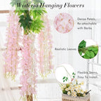 60 Pack White Pink Wisteria Hanging Flowers, Fake Hanging Flowers for Decoration, Artificial Flowers,Vines for Bedroom,Flower Garland for Home,Party,Garden, Wall,Wedding Decoration(3.6 Ft/Pcs) - Image 5