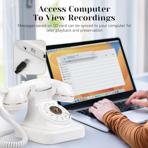 Audio Phone Guest Book Audio Guestbook Wedding Phone Record Guest Voice for Birthdays Party Graduation Baby Shower Retirement Special Occasions, White - Image 2
