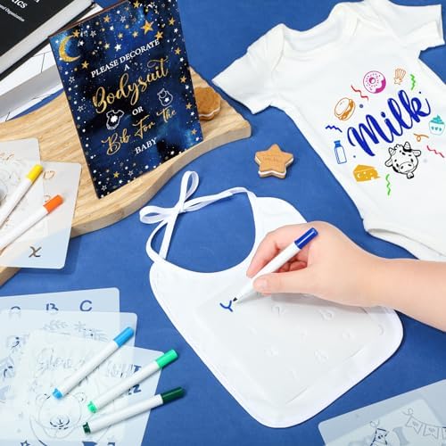 Panitay 100 Pcs White Baby Bodysuits Bibs Kit 25 Guests, Twinkle Star - Image 3