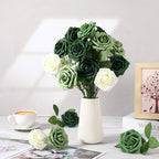 100 Pcs Artificial Rose Flowers, Gradient Green - Image 4