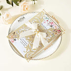 25Pcs Glitter Laser Cut Wedding Invitations with Envelopes and Rsvp Cards - Image 2