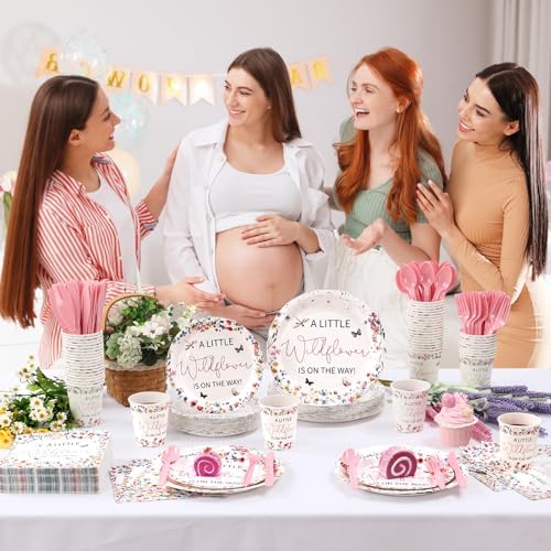 Dandat 350 Pcs Baby Shower Set, Wildflower, Pink - Image 6
