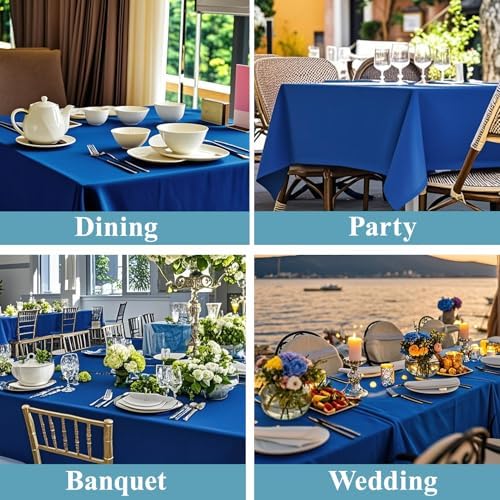 VidaFete Classic Series 2 Pack 90 * 132inch Royal Blue Rectangle Tablecloth - Image 6