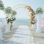 7.2ft Gold Wedding Arch Stand w/Double-Tube Design - Metal Flower & Balloon Backdrop Frame for Indoor/Outdoor Parties, Baby Showers - Image 3