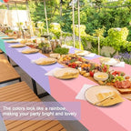 24 PCS Pastel Tablecloth 6 Color Disposable Plastic Tablecloth 54x108'' Pastel Table Cloths for Parties Rectangle Table Cover for Baby Shower Bride Shower Easter Birthday Unicorn Party Ice Cream Party - Image 2